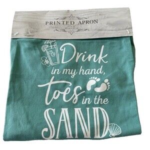 Nantucket Nautical Beach Printed Chef Apron 100% Cotton Drink Toes in the Sand